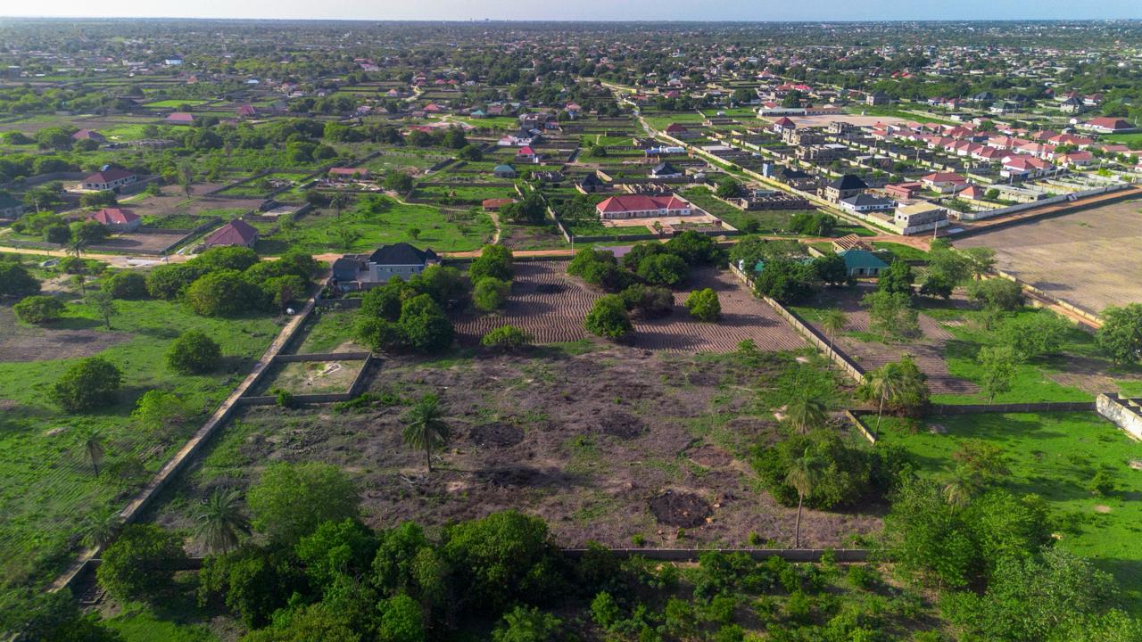 Aerial view of nearby residential community in The Gambia